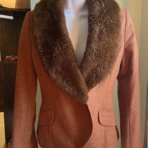 Women H&M Wool Dressy Blazer Rust Color
